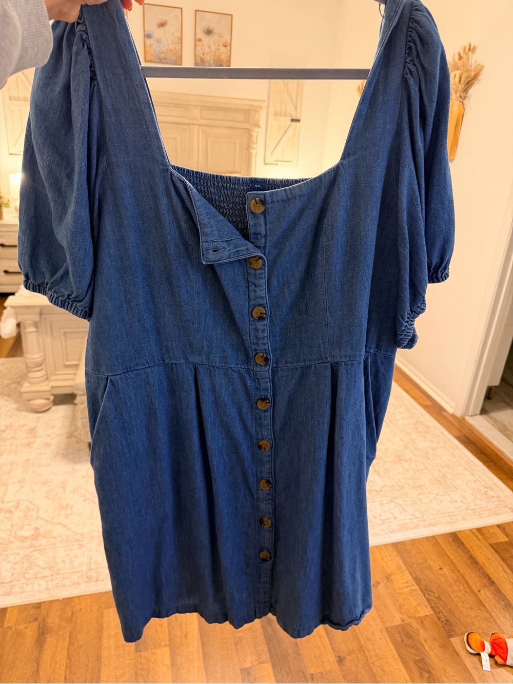 Blue Denim Button-Front Women’s Dress